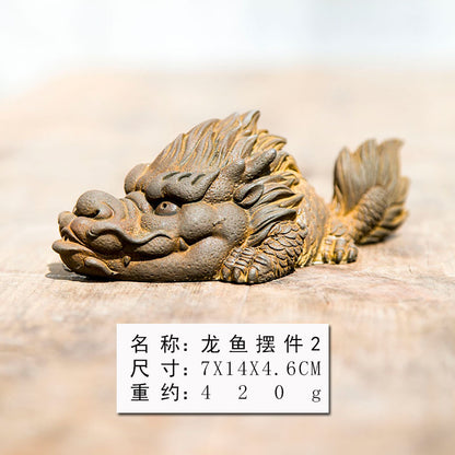 New Chinese-Style Creative Arowana Craft Ornament: Study Decor, Tea Pet, Handcrafted Cast Iron-Style Home Decoration