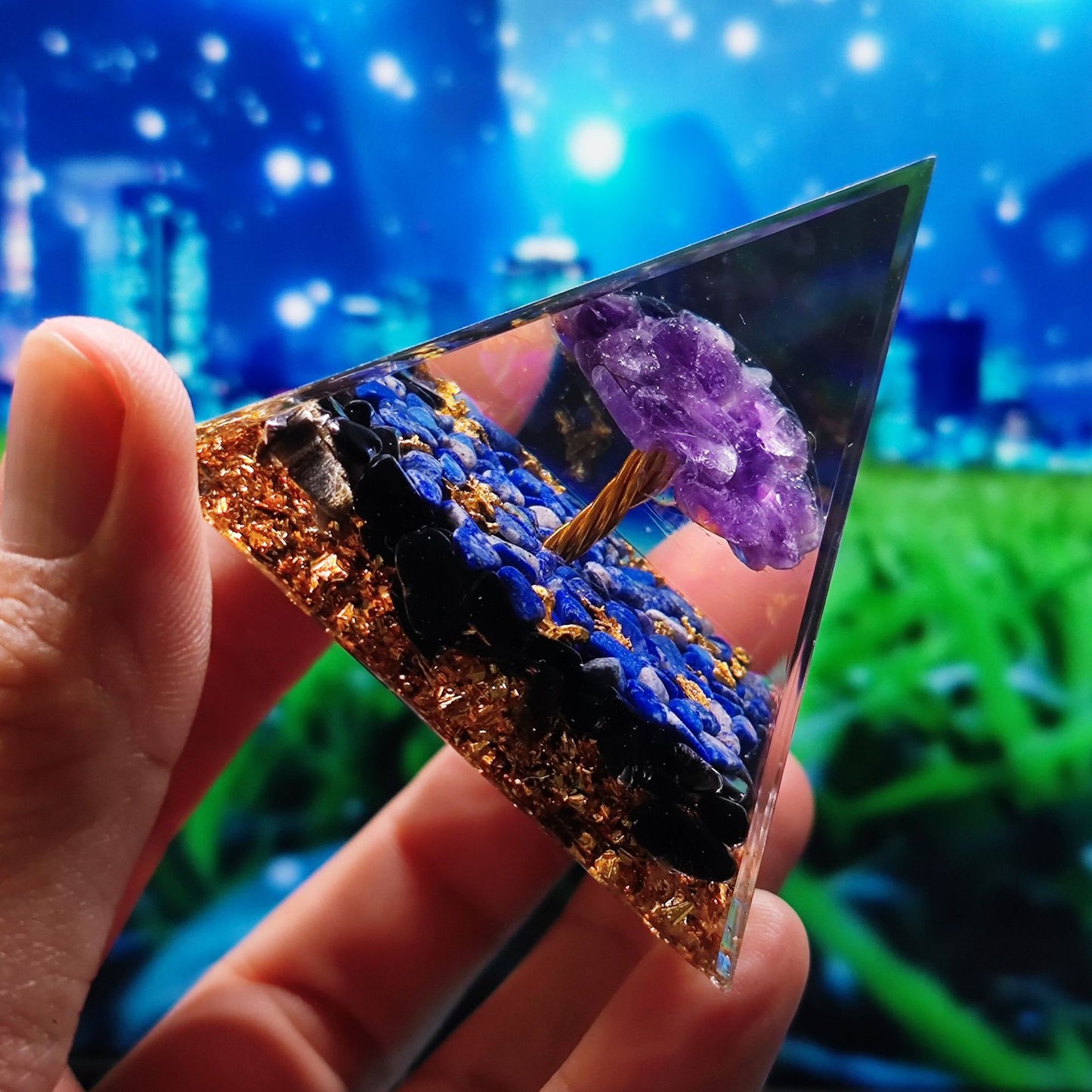 Crystal Ball Shard Pyramid Home Craft Resin Ornament