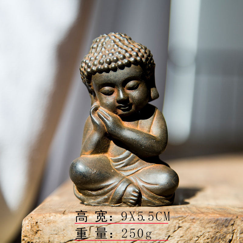 Chinese Zen-Inspired Creative Buddha Shakyamuni Figurine, Handmade Home Decor Ornament for Living Room Tabletop Craftsmanship