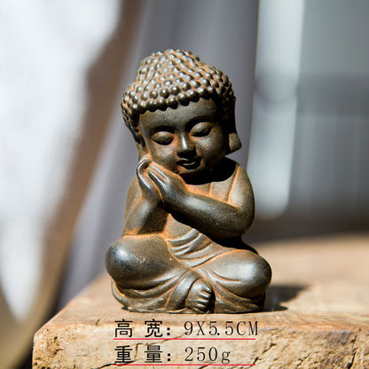 Chinese Zen-Inspired Creative Buddha Shakyamuni Figurine, Handmade Home Decor Ornament for Living Room Tabletop Craftsmanship