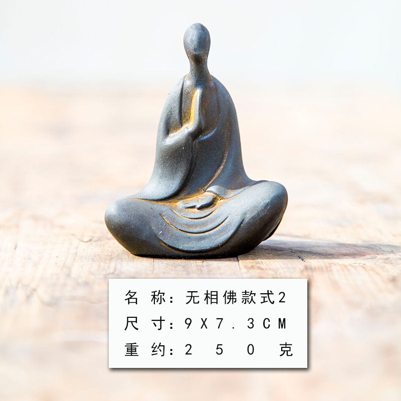 New Chinese-Style National-Inspired Faceless Zen Buddha Ornament, Handcrafted Cast Iron-Like Decor for Study, Tea Pet, and Home Display