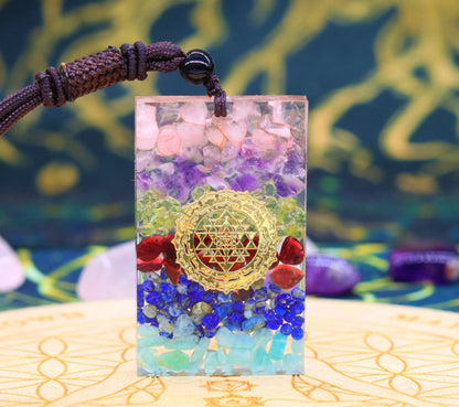 Natural Crystal Stone Epoxy Pendant Necklace