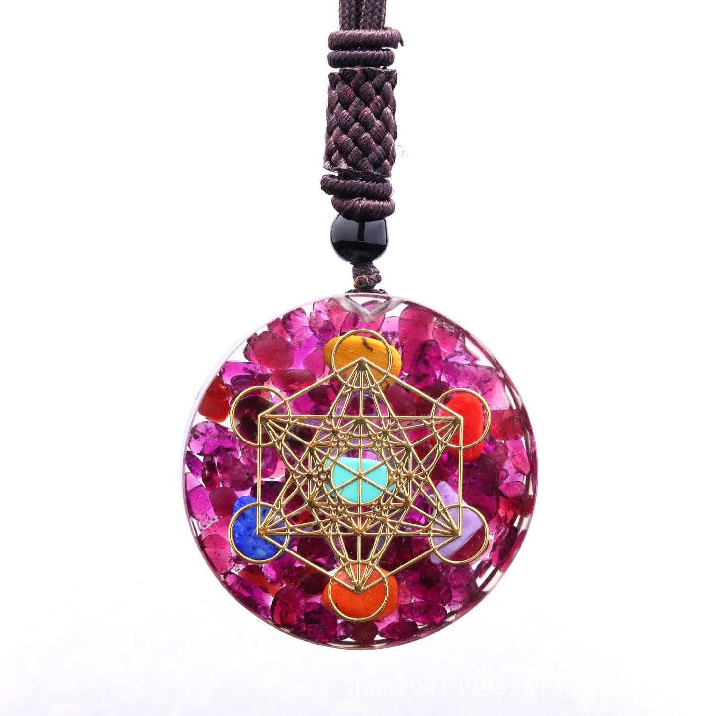 Handcrafted Crystal Pendant with Crystal Chip Droplet Resin Necklace