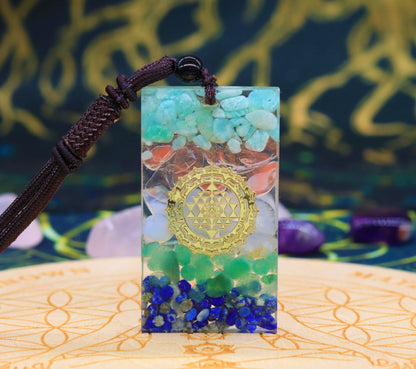 Natural Crystal Stone Epoxy Pendant Necklace