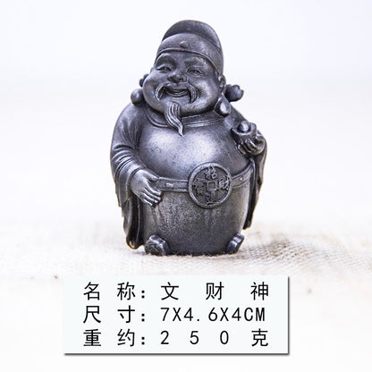 Innovative New Chinese Fashion Faux Cast Iron Rust Mini Desktop Figures of Wen Wu Cai Shen (Gods of Wealth)