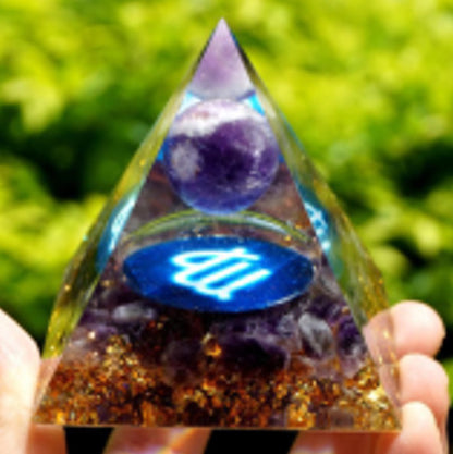 Twelve Zodiac Crystal Ball Stone Pyramid Resin Ornament