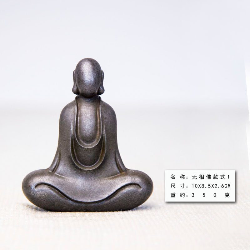 New Chinese-Style National-Inspired Faceless Zen Buddha Ornament, Handcrafted Cast Iron-Like Decor for Study, Tea Pet, and Home Display