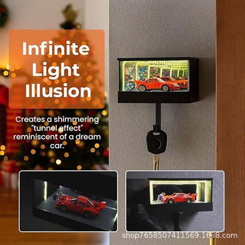 Infinity Mirror LED Garage Key Holder - lit up effect
