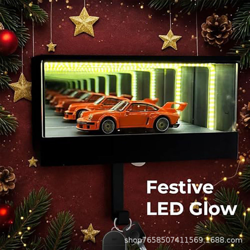 Infinity Mirror LED Garage Key Holder - front view