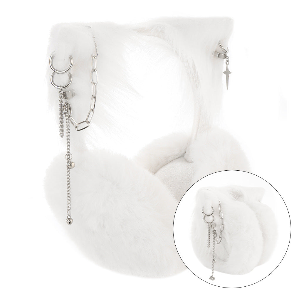 Cute Cat Ears Plush Hanging Earmuffs, Warm Ear Protection, Windproof Women's Winter Cold-Proof Earmuffs, Ear Warmers