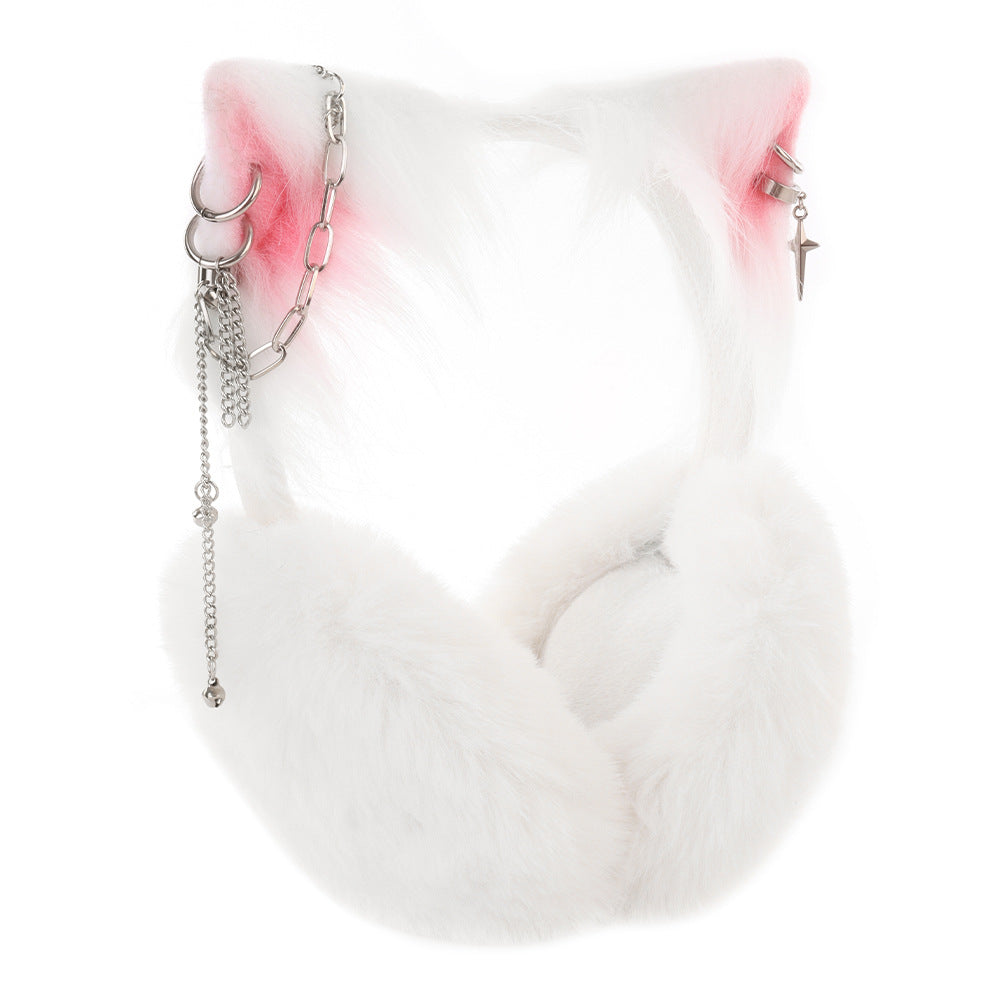 Cute Cat Ears Plush Hanging Earmuffs, Warm Ear Protection, Windproof Women's Winter Cold-Proof Earmuffs, Ear Warmers