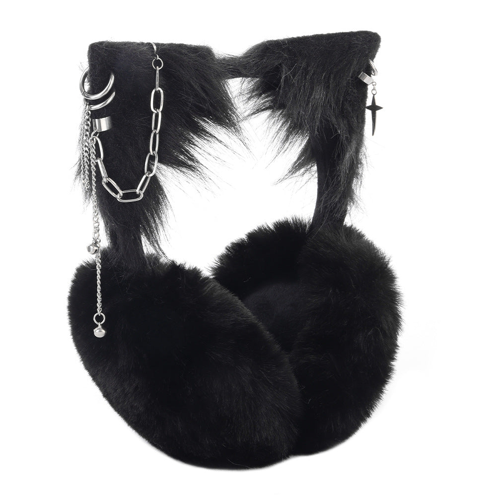 Cute Cat Ears Plush Hanging Earmuffs, Warm Ear Protection, Windproof Women's Winter Cold-Proof Earmuffs, Ear Warmers