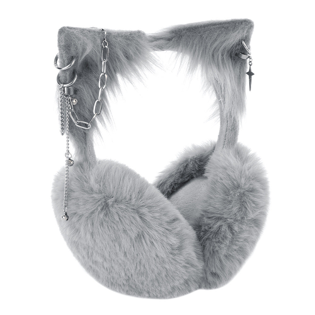 Cute Cat Ears Plush Hanging Earmuffs, Warm Ear Protection, Windproof Women's Winter Cold-Proof Earmuffs, Ear Warmers