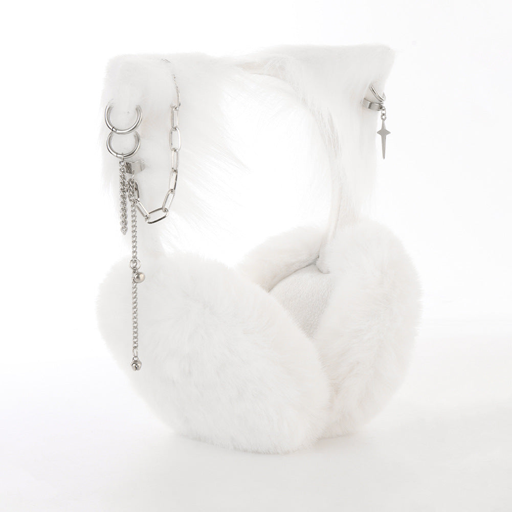 Cute Cat Ears Plush Hanging Earmuffs, Warm Ear Protection, Windproof Women's Winter Cold-Proof Earmuffs, Ear Warmers